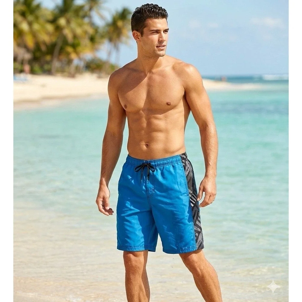 Mens Size Medium Lined Swim Trunks Blue‎ Kanu Surf Board Shorts Msrp $31.50